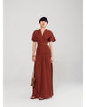 Stripe Shirring Jacquard Dress - ecru