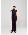 Stretched Triacetate Basket Pattern Top - black