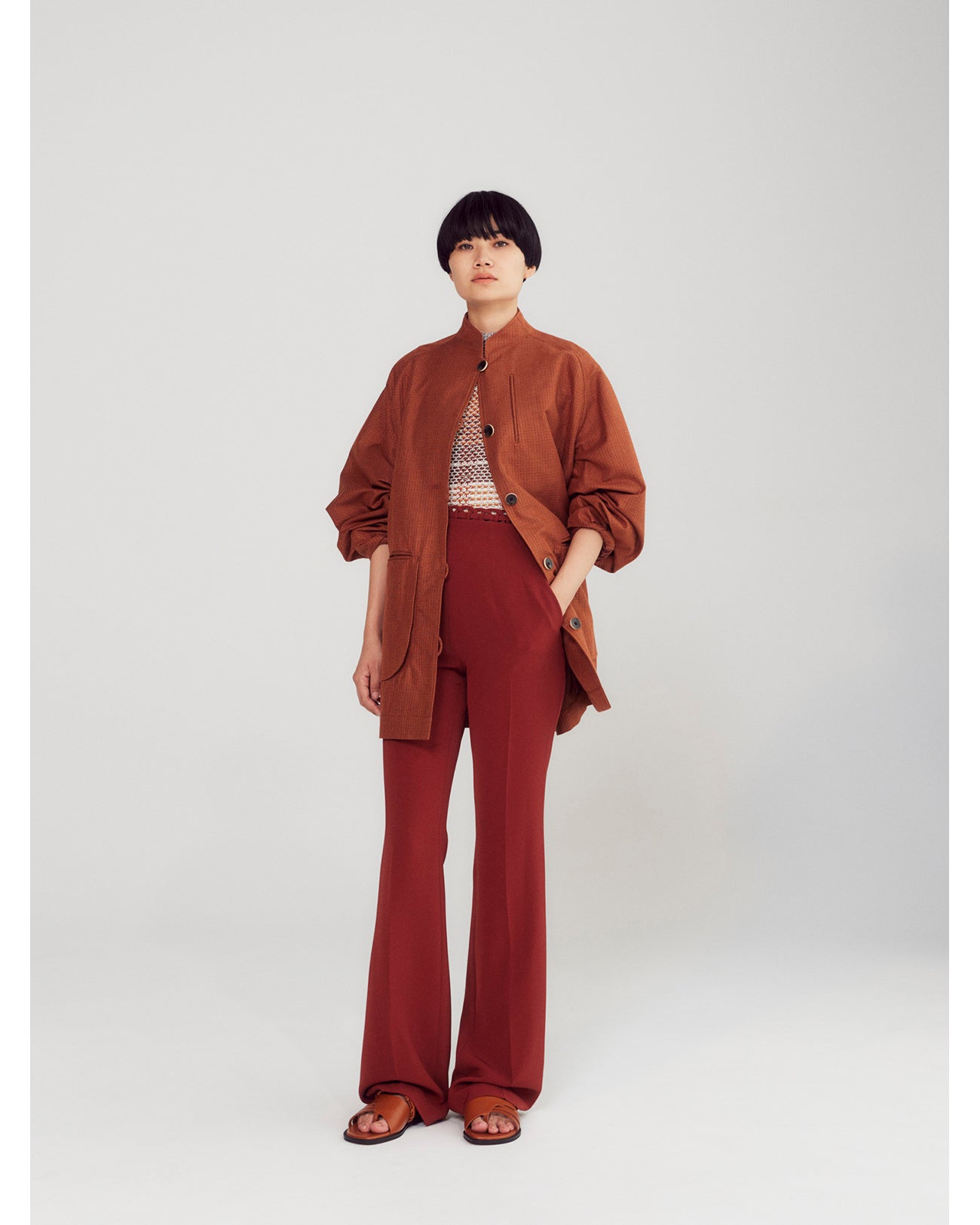 Stretched Triacetate Basket Pattern Trousers - black