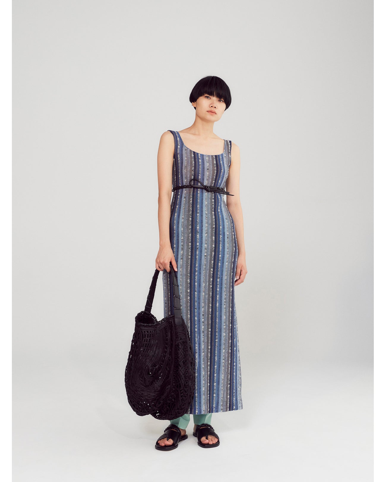 Cord Embroidery "Hanakago" Tote Bag - black
