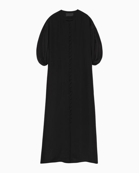 10 Basic Silk Multi-Buttoned Crew Neck Dress