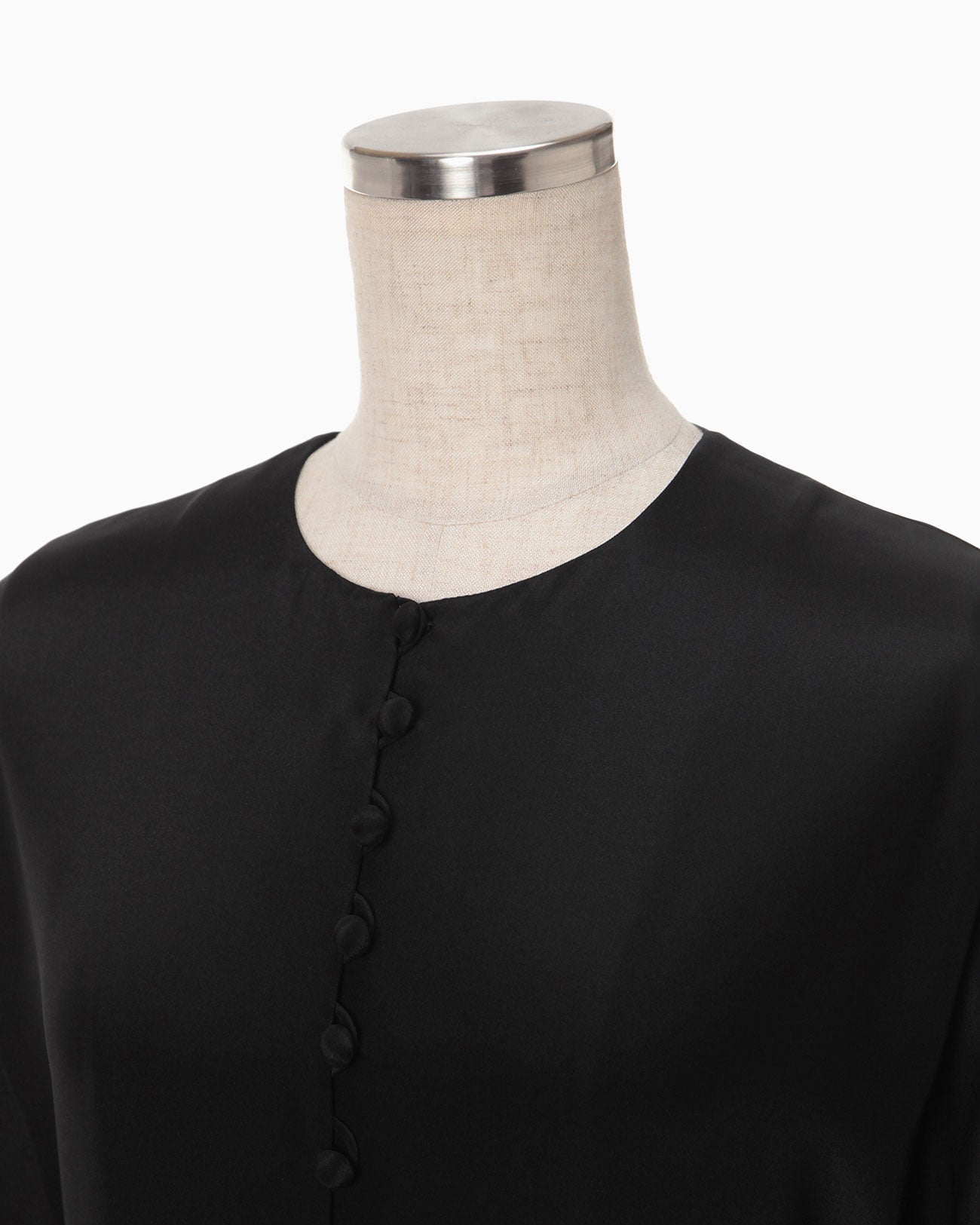 10 Basic Silk Multi-Buttoned Crew Neck Dress