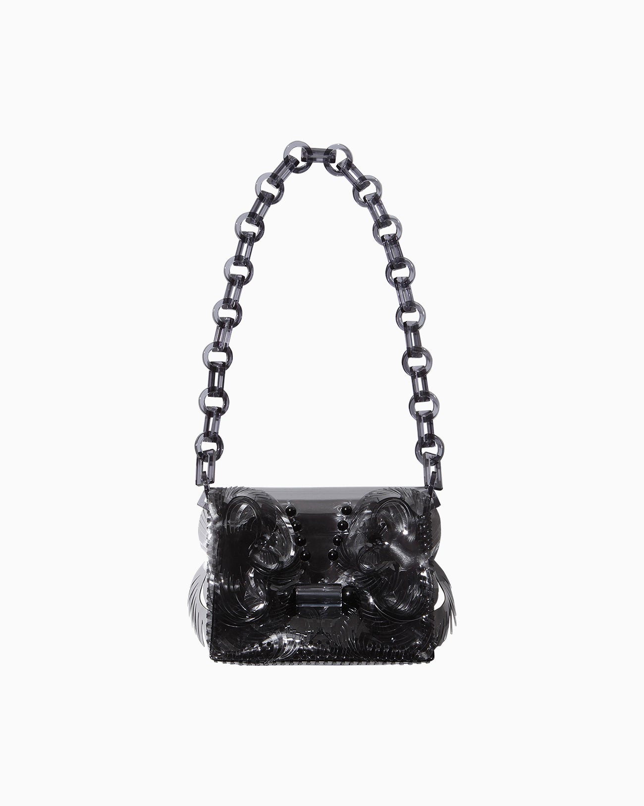 Transparent Sculptural Mini Chain Bag - black