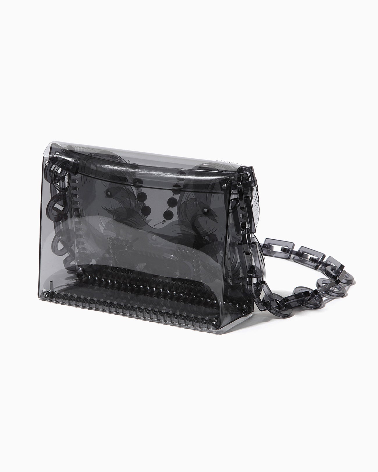 【美品】  Mame Kurogouchi / マメクロゴウチ | Transparent Sculptural Mini Chain Bag PVC 塩化ビニール チェーン ハンド ショルダー バッグ 箱付き | ブラック | レディース