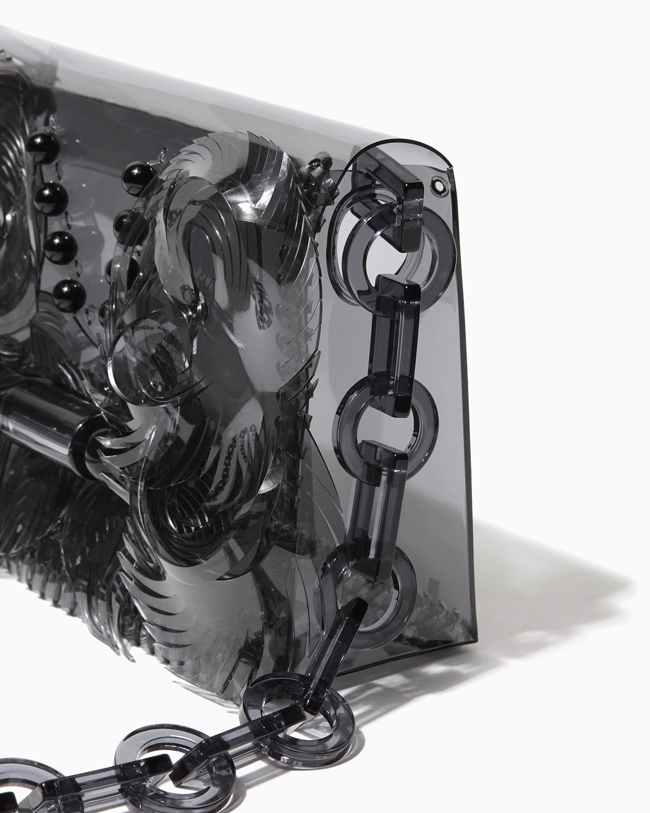 Transparent Sculptural Mini Chain Bag - black - Mame Kurogouchi