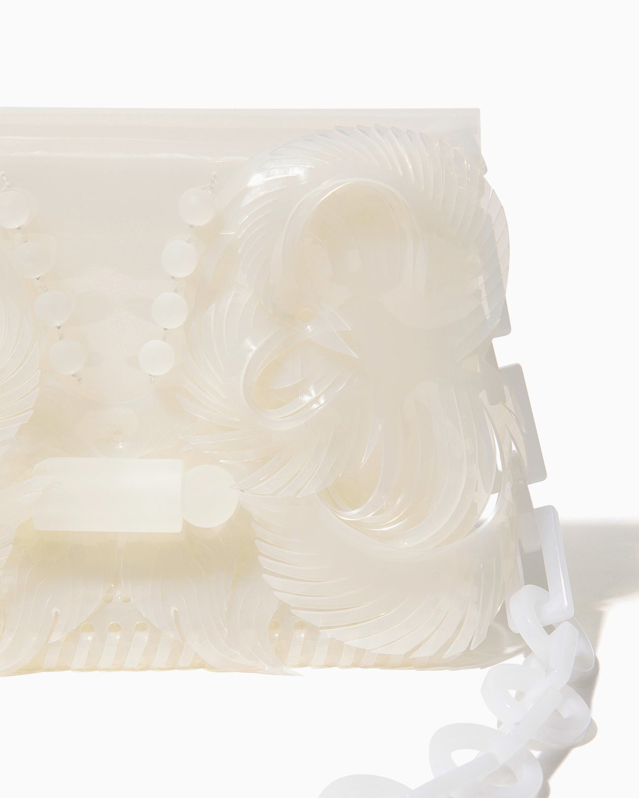 Transparent Sculptural Mini Chain Bag - white - Mame Kurogouchi