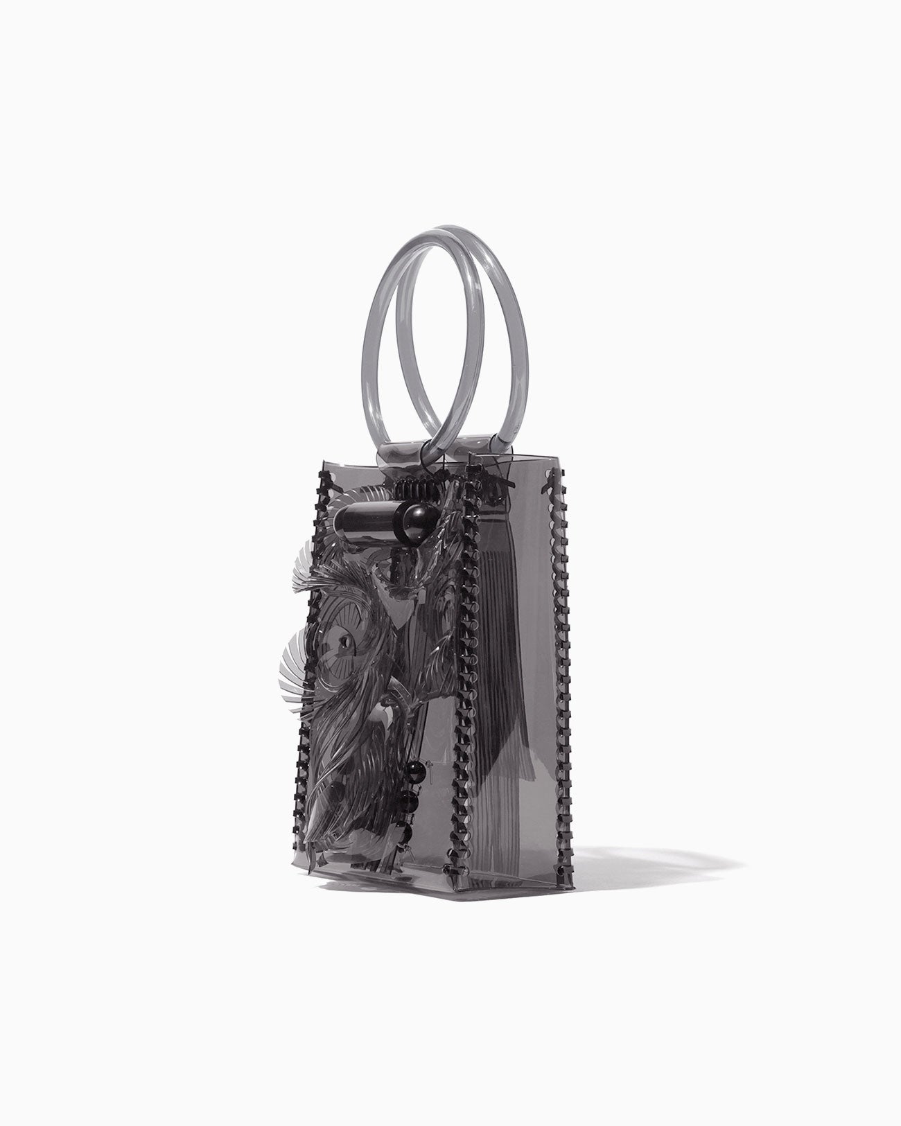 Transparent Sculptural Mini Handbag - black