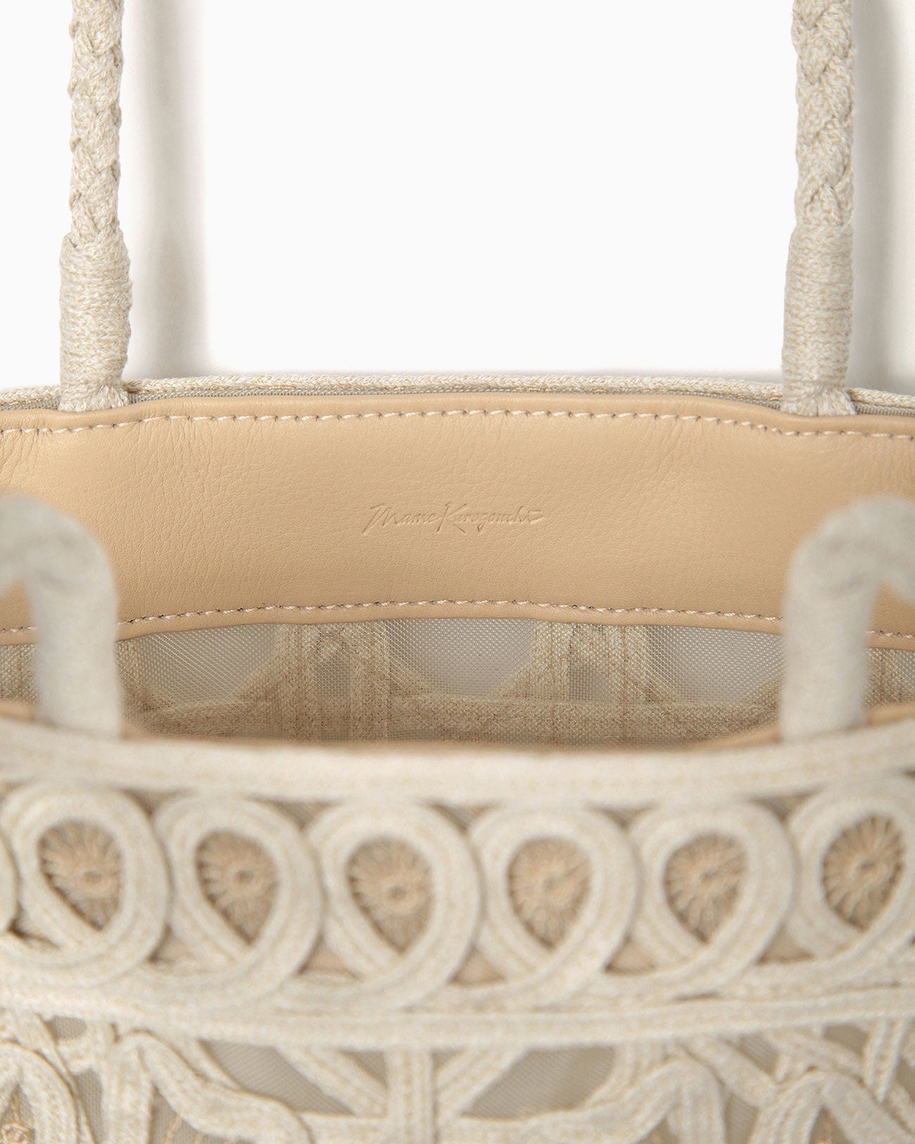 Cording Embroidery Tote Bag - beige