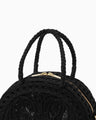 Cording Embroidery Demi Lune Handbag - black