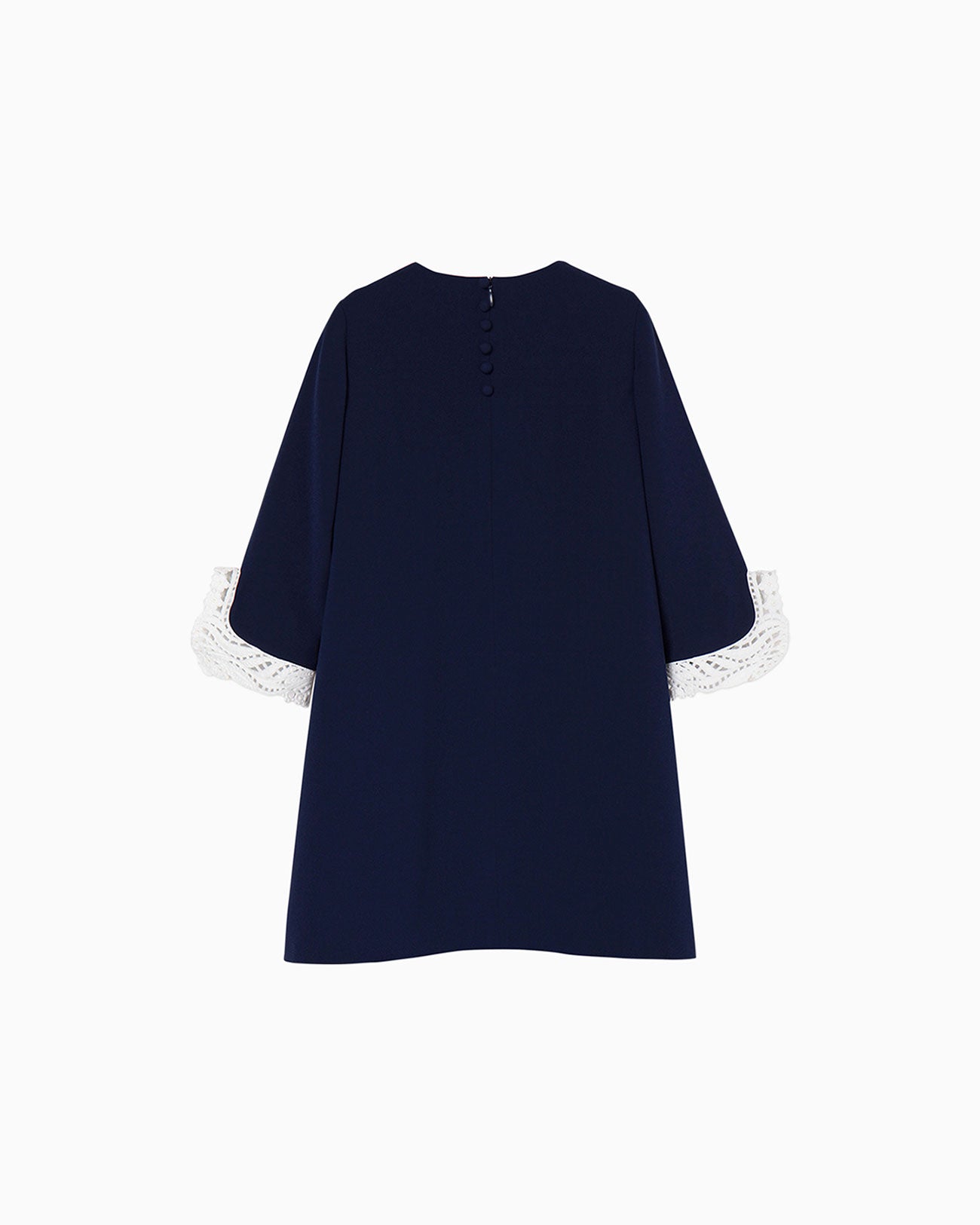 Lace Cuffs A-Line Kids Dress - navy