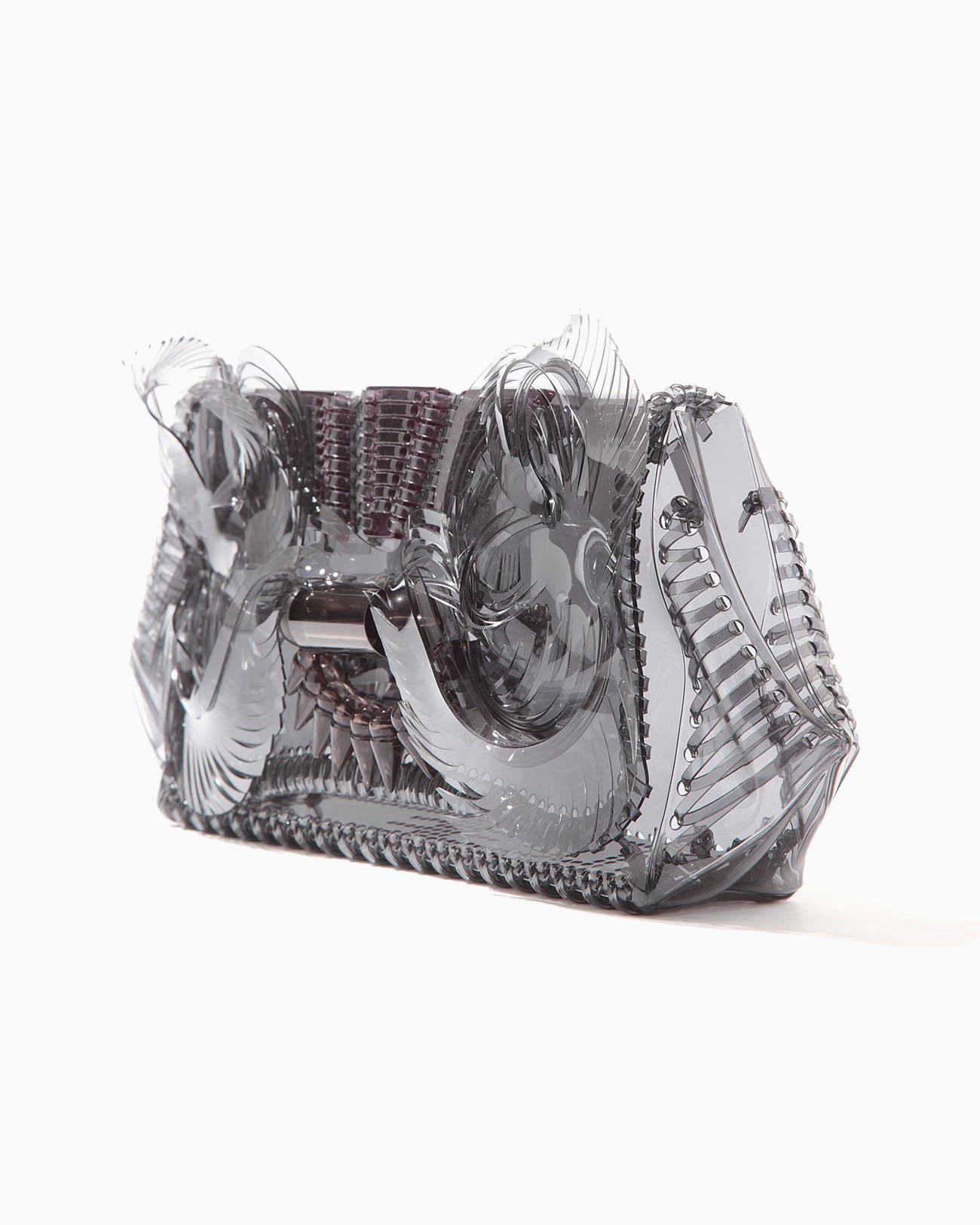 Transparent Sculptural Clutch Bag - black - Mame Kurogouchi