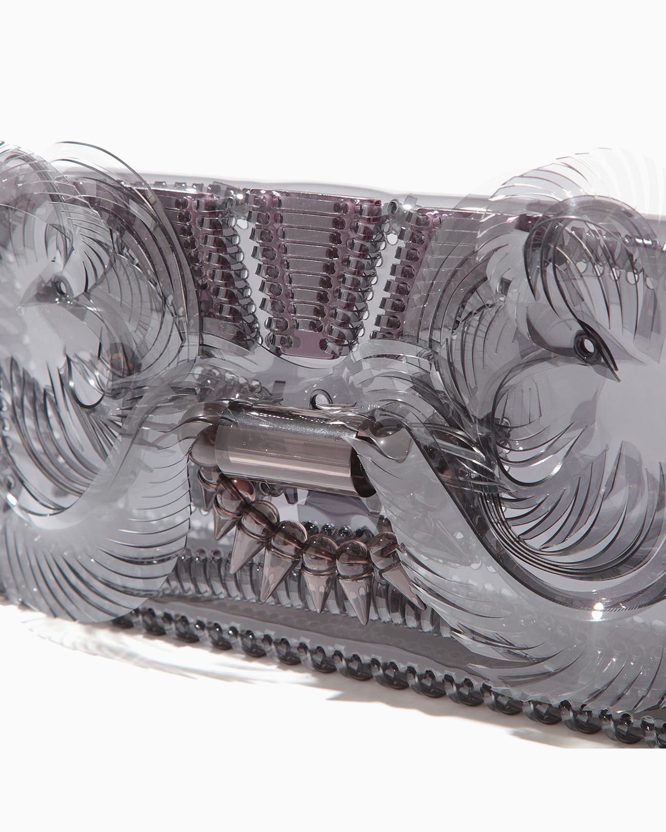 Transparent Sculptural Clutch Bag - black
