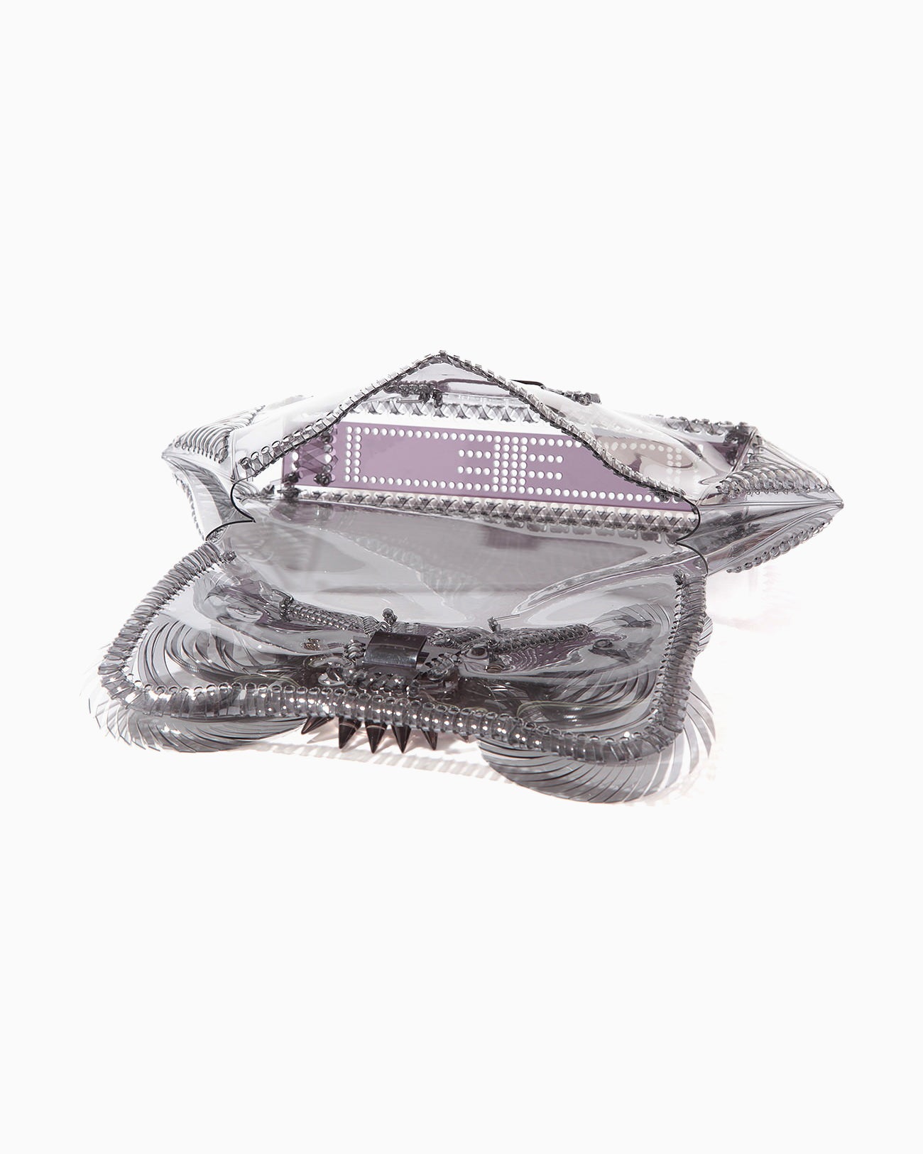Transparent Sculptural Clutch Bag - black