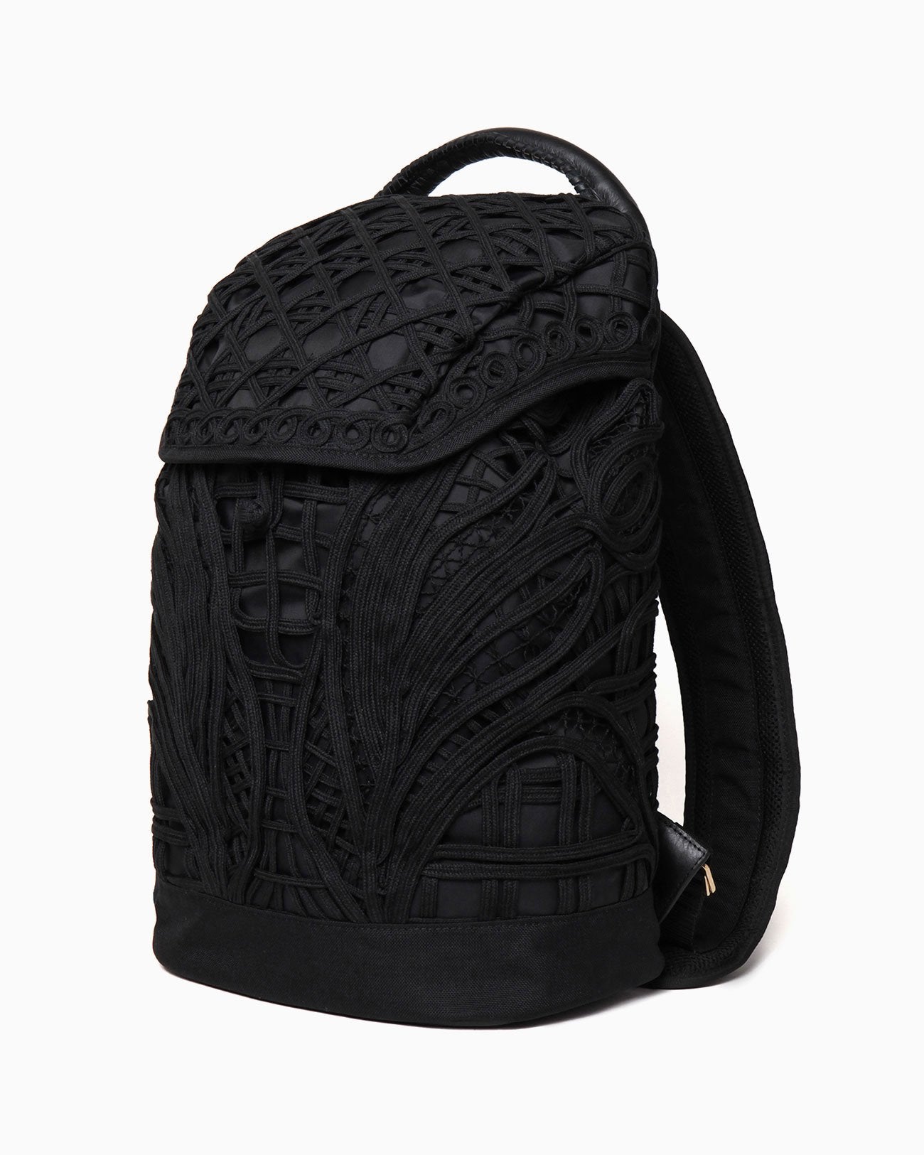 Cording Embroidery Backpack - black