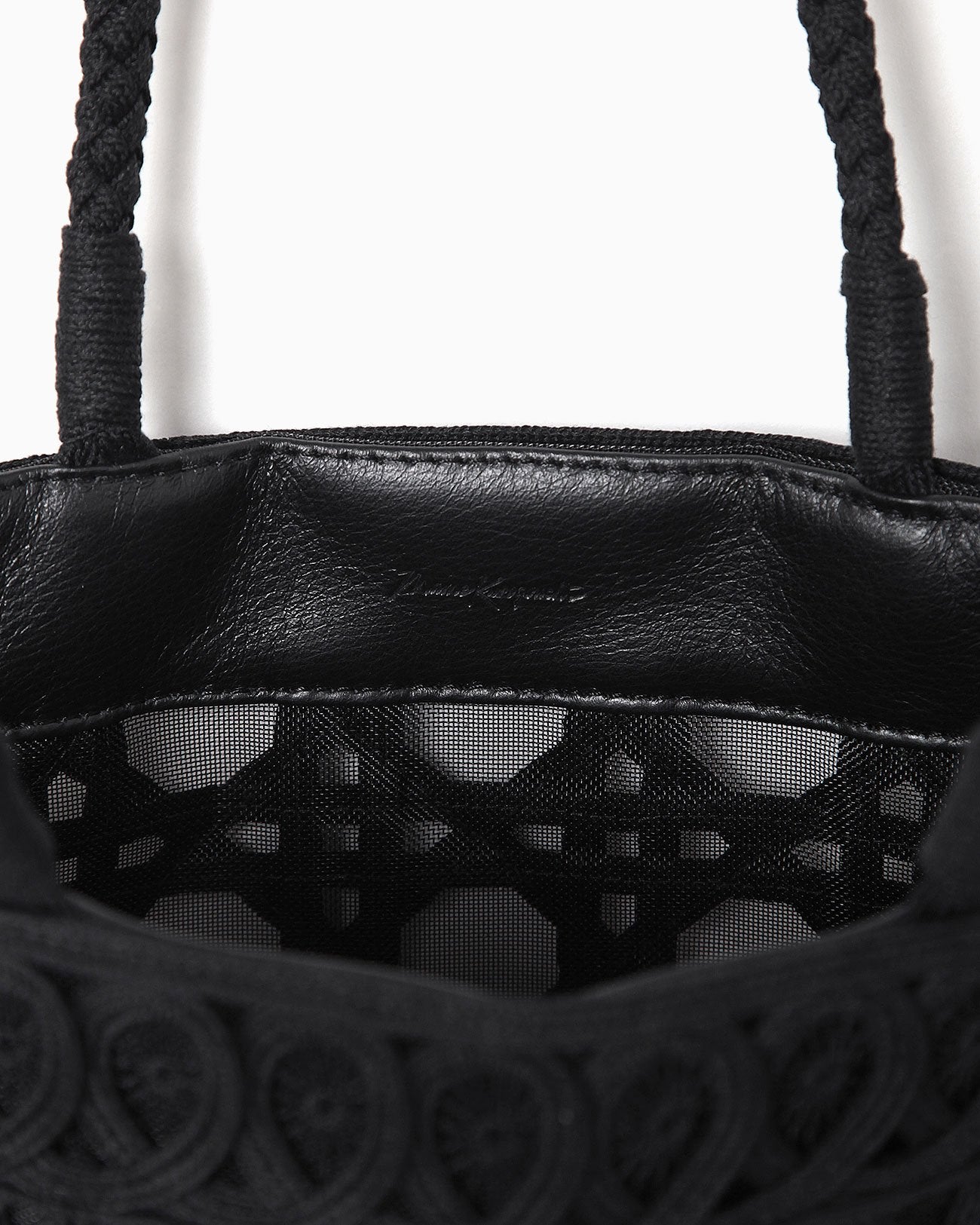 Cording Embroidery Tote Bag - black