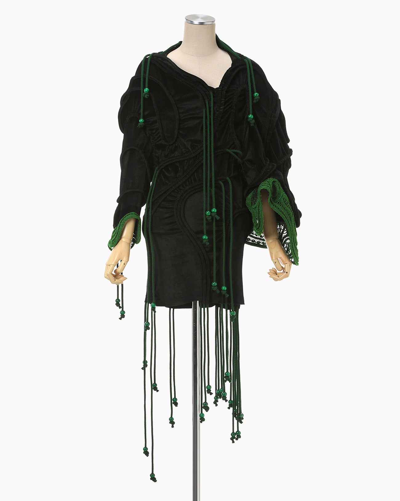 Cord Embroidery Velvet Jersey Mini Dress - black - Mame Kurogouchi