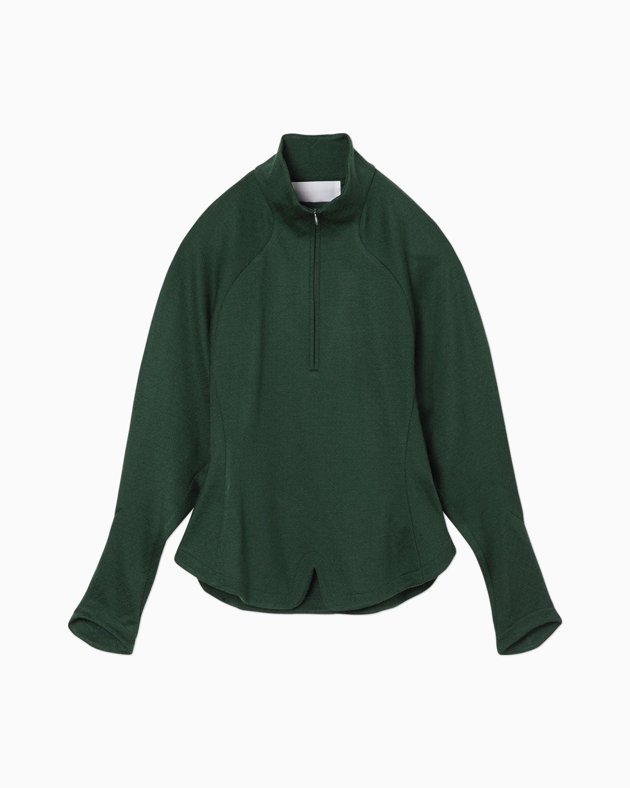 High Neck Zipup Jersey Top - green