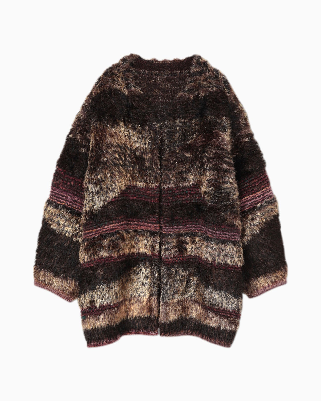 Mountainscape Gradation Knitted Coat - brown