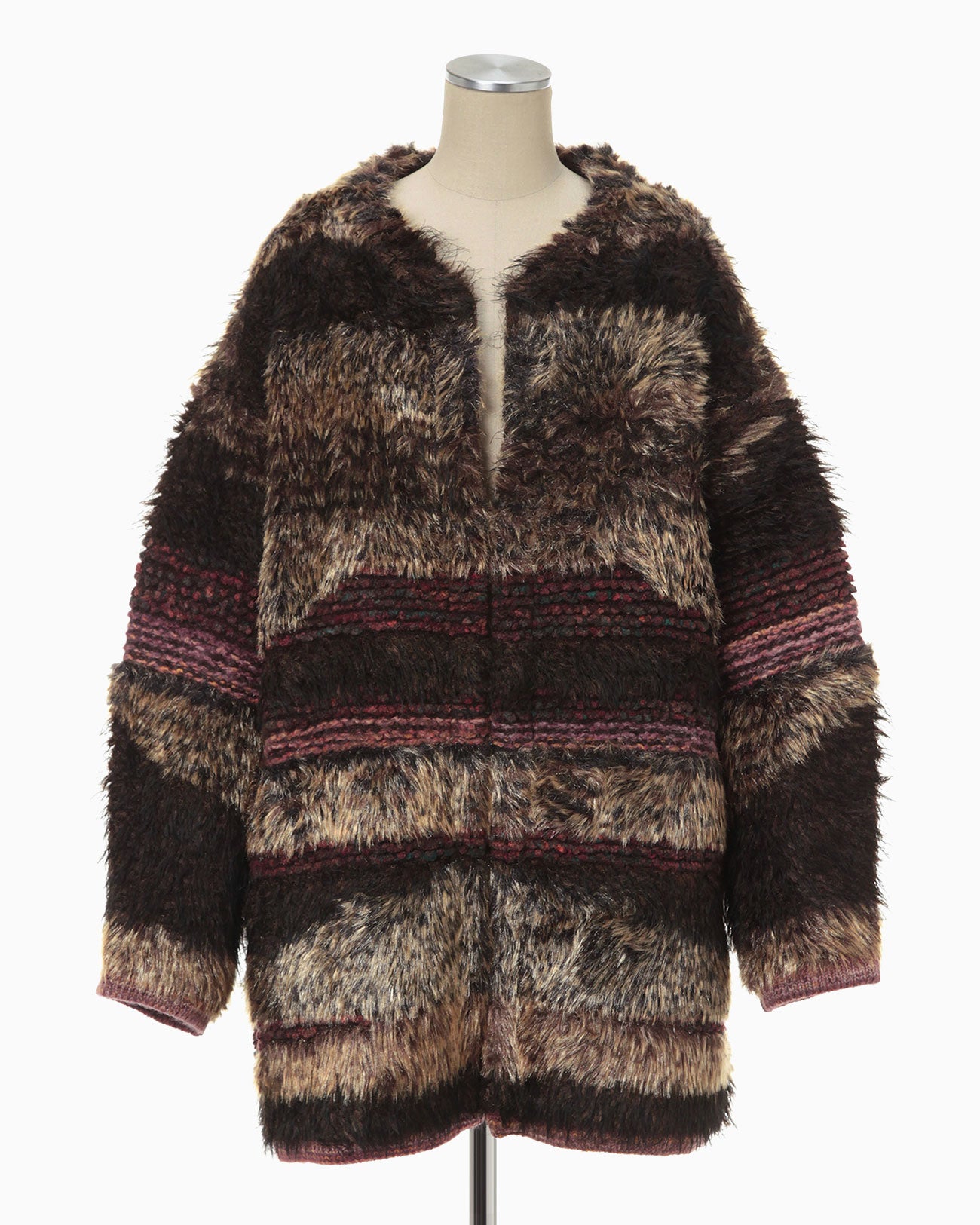Mountainscape Gradation Knitted Coat - brown