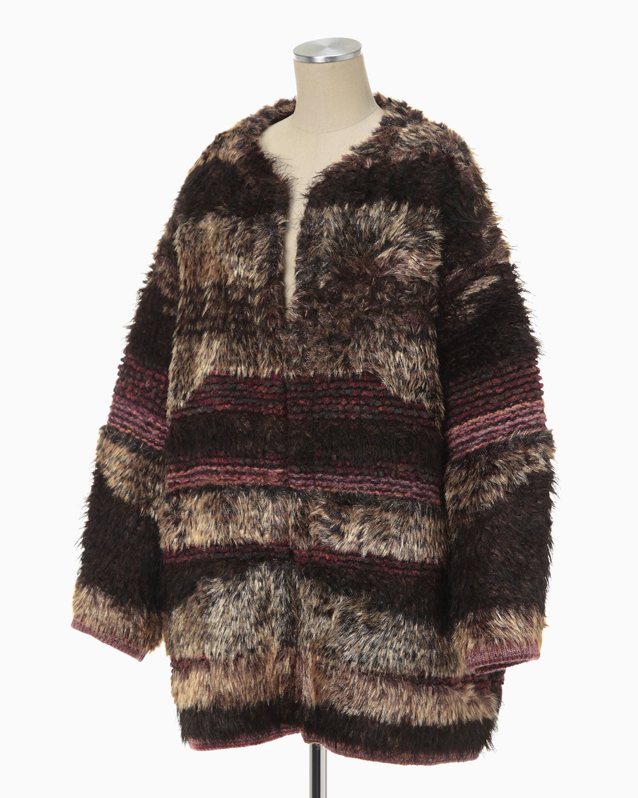 Mountainscape Gradation Knitted Coat - brown
