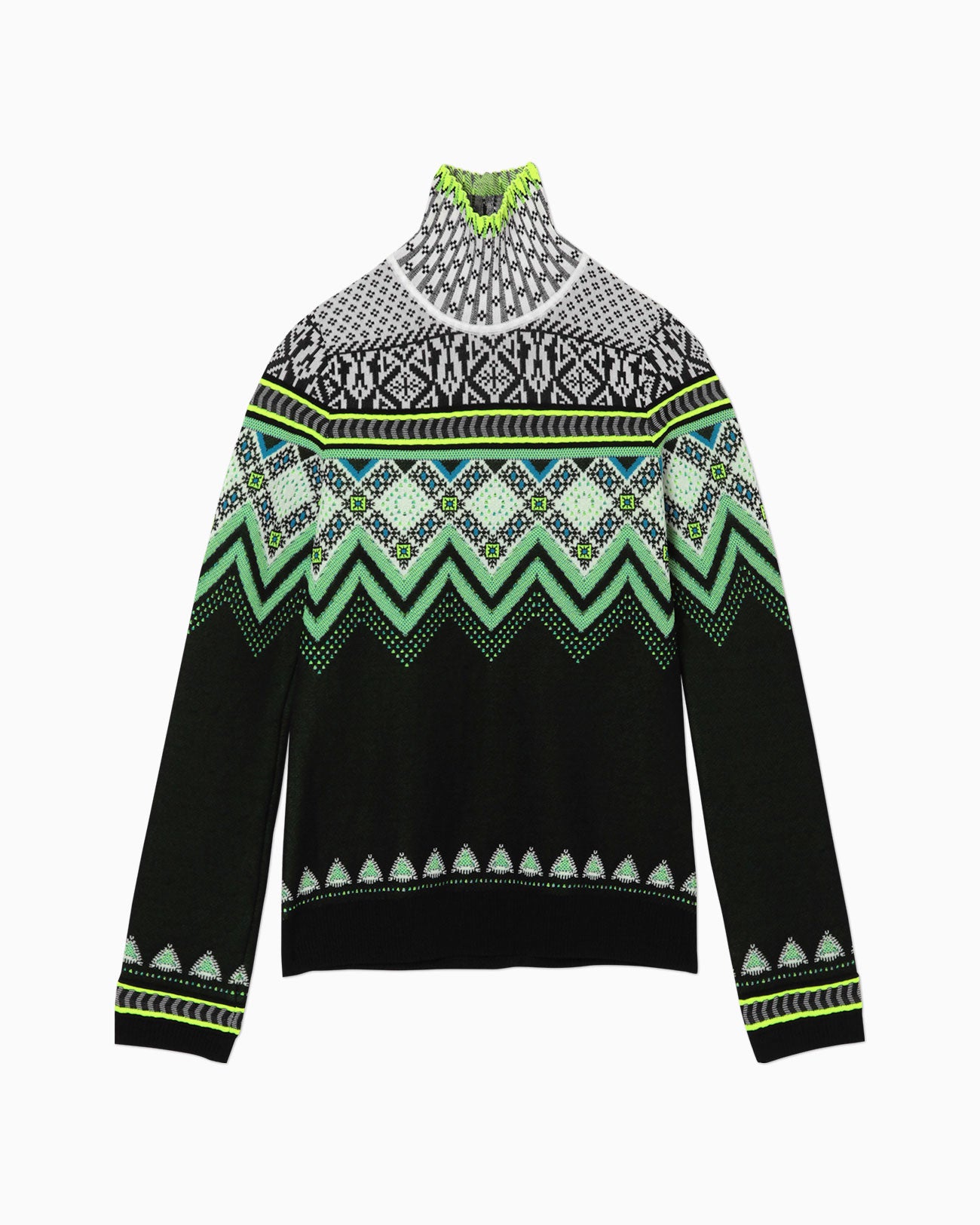 Fair Isle High Neck Knitted Top - black - Mame Kurogouchi