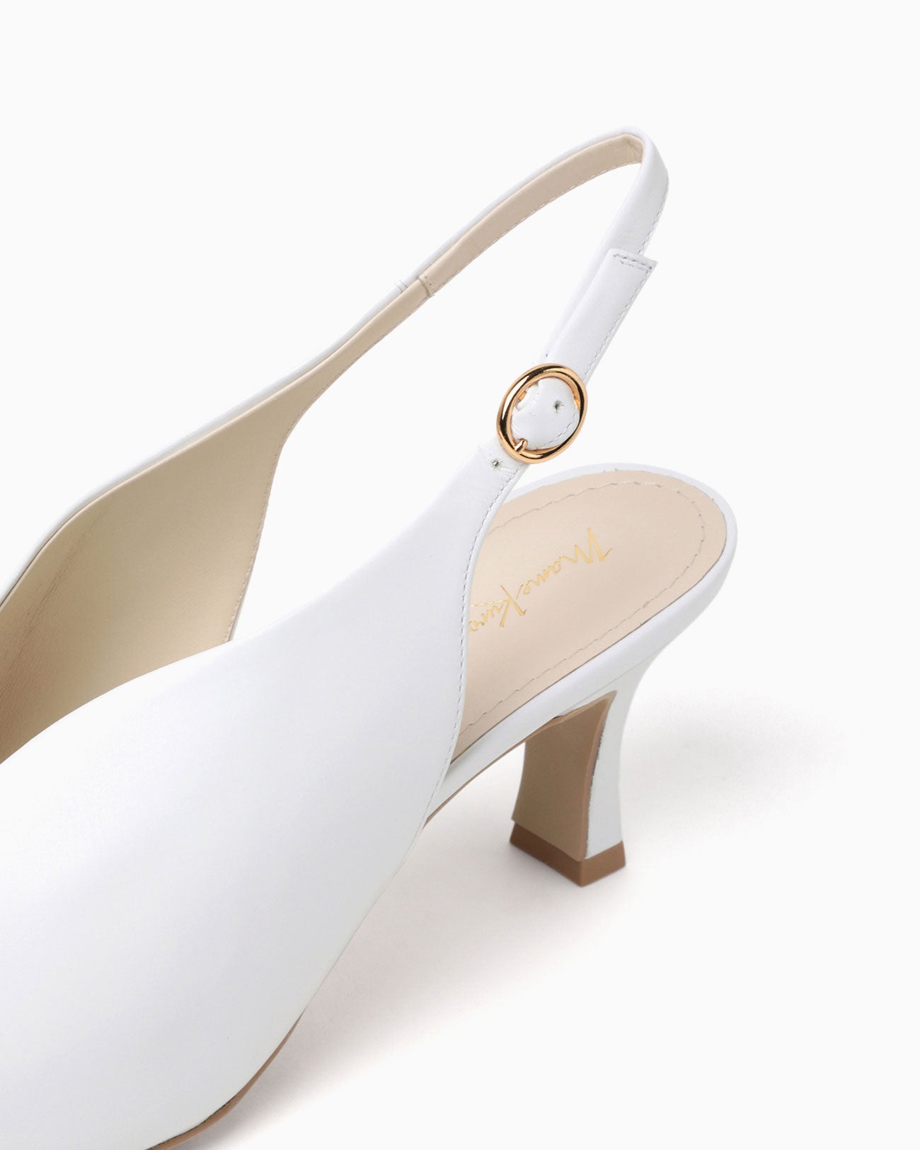 Curved Line Sling Back Heels - white