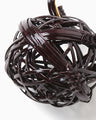 Bundled-Plait Basket Motif Bamboo Earrings - brown
