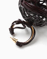 Bundled-Plait Basket Motif Bamboo Earrings - brown
