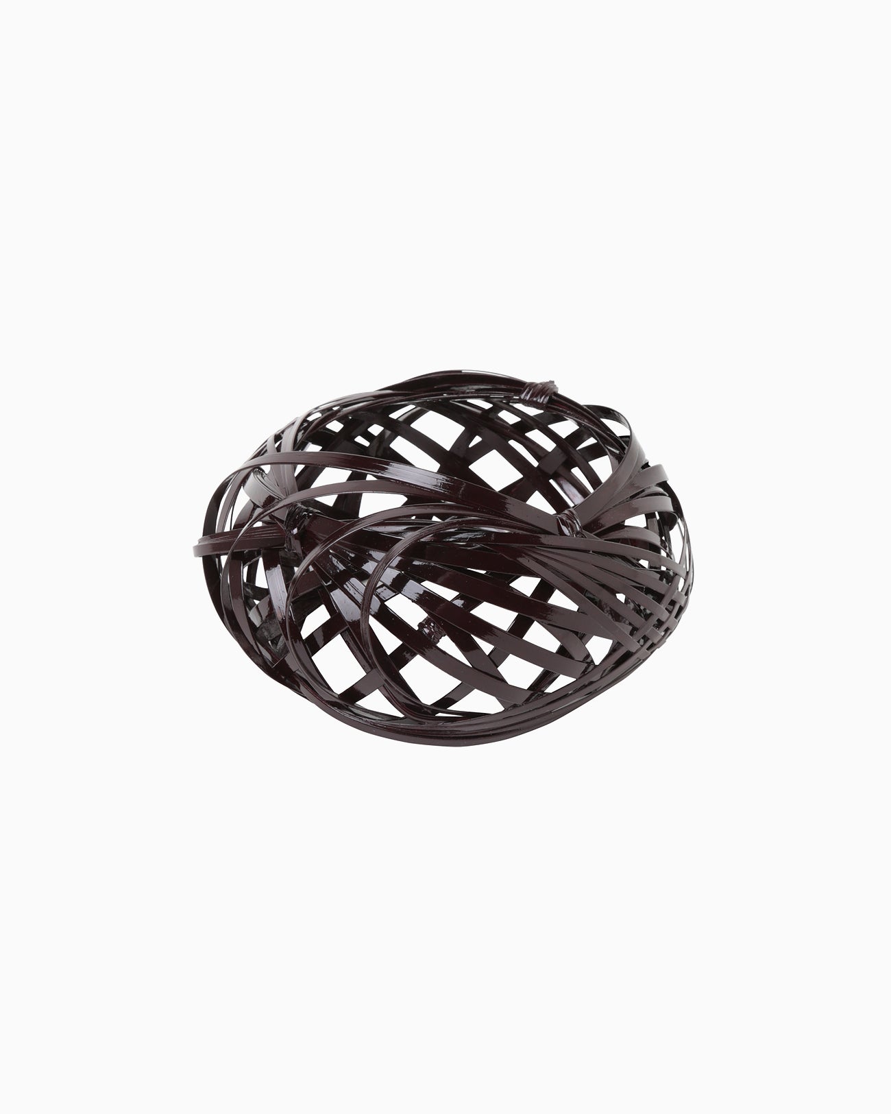 Bundled-Plait Basket Motif Bamboo Bangle - brown