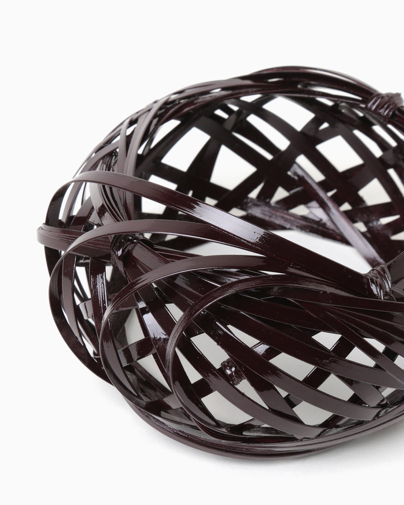 Bundled-Plait Basket Motif Bamboo Bangle - brown