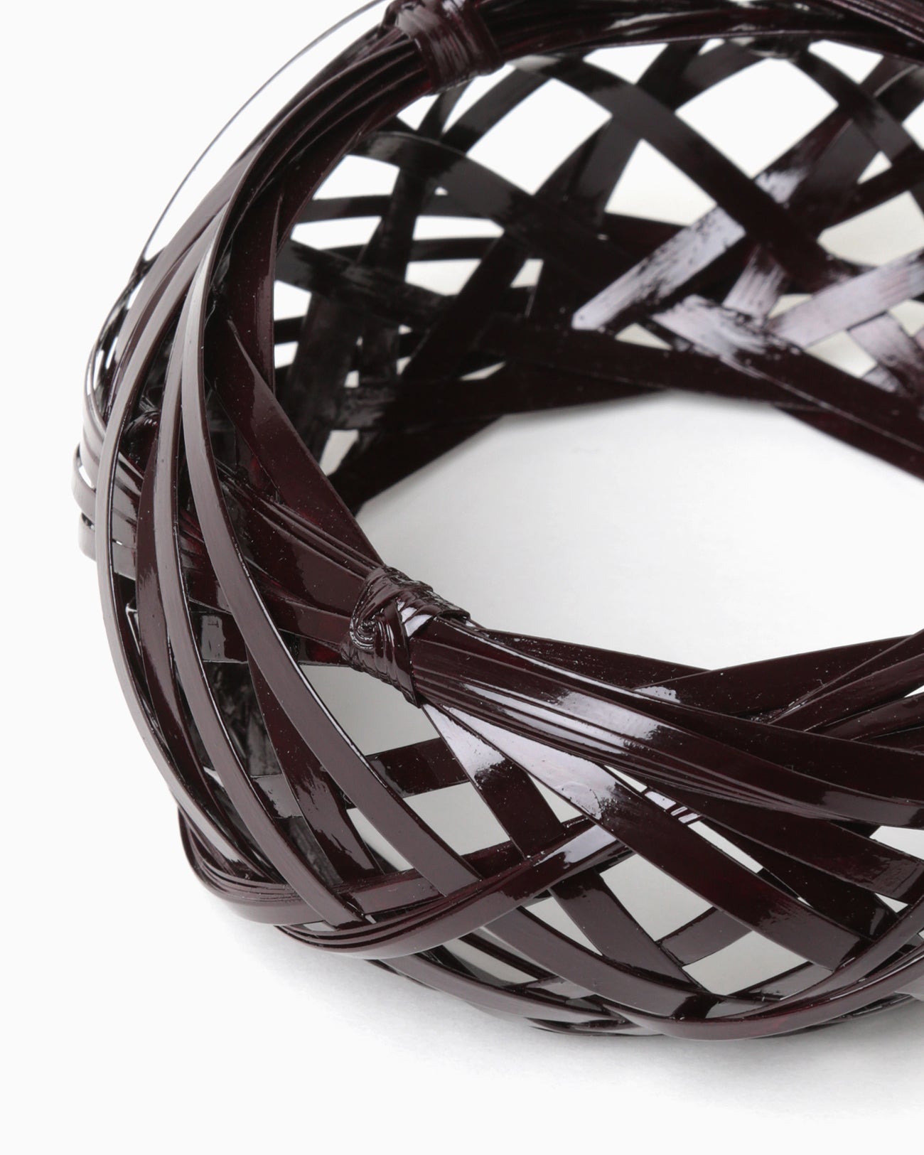 Bundled-Plait Basket Motif Bamboo Bangle - brown