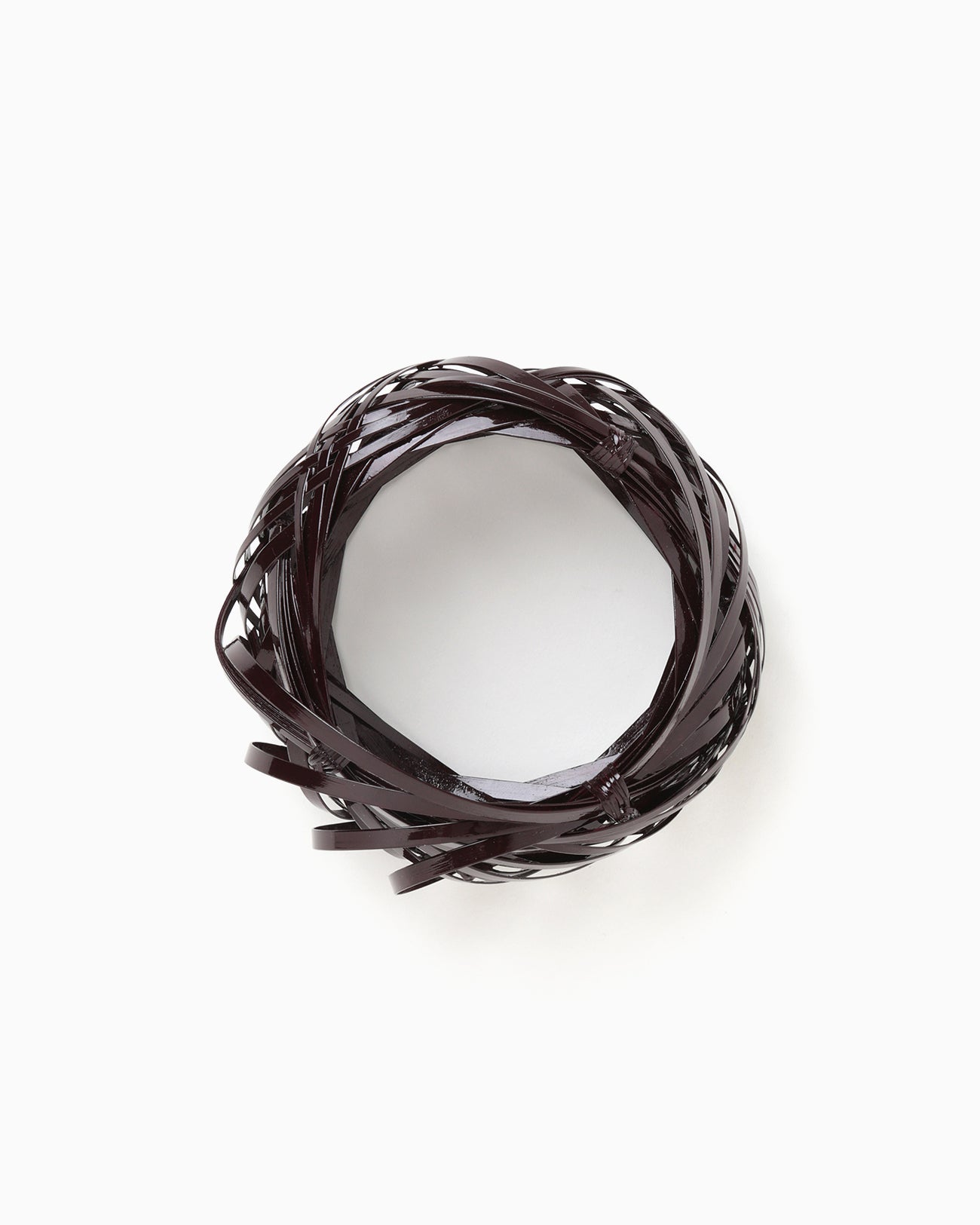 Bundled-Plait Basket Motif Bamboo Bangle - brown