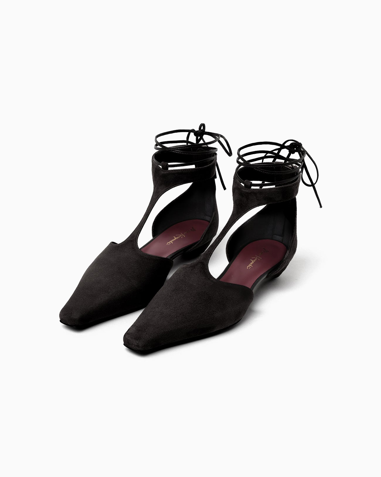 T-Strap Suede Heel Pumps - black - Mame Kurogouchi