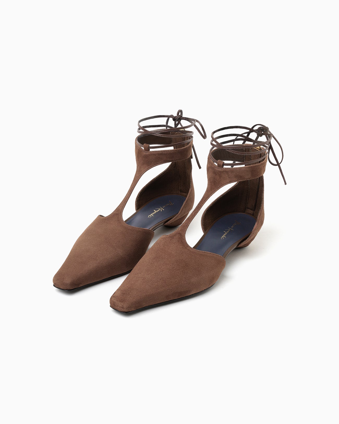 T-Strap Suede Heel Pumps - brown