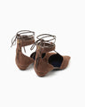 T-Strap Suede Heel Pumps - brown