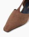 T-Strap Suede Heel Pumps - brown