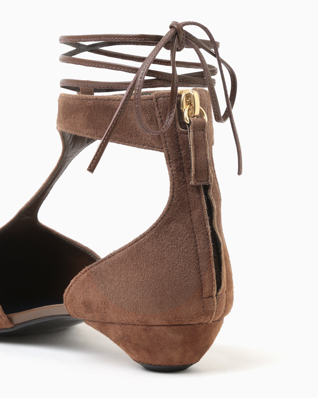 T-Strap Suede Heel Pumps - brown