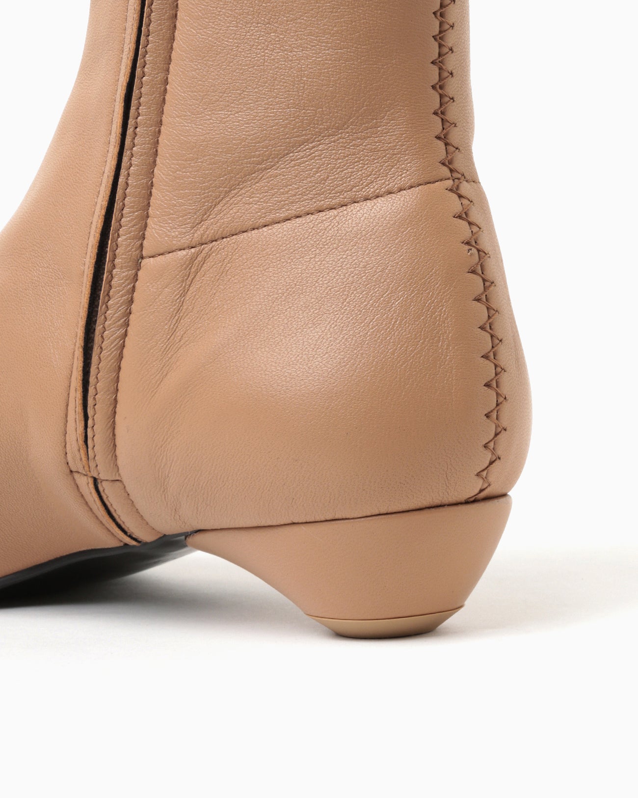 Smooth Leather Zip Style Boots - beige