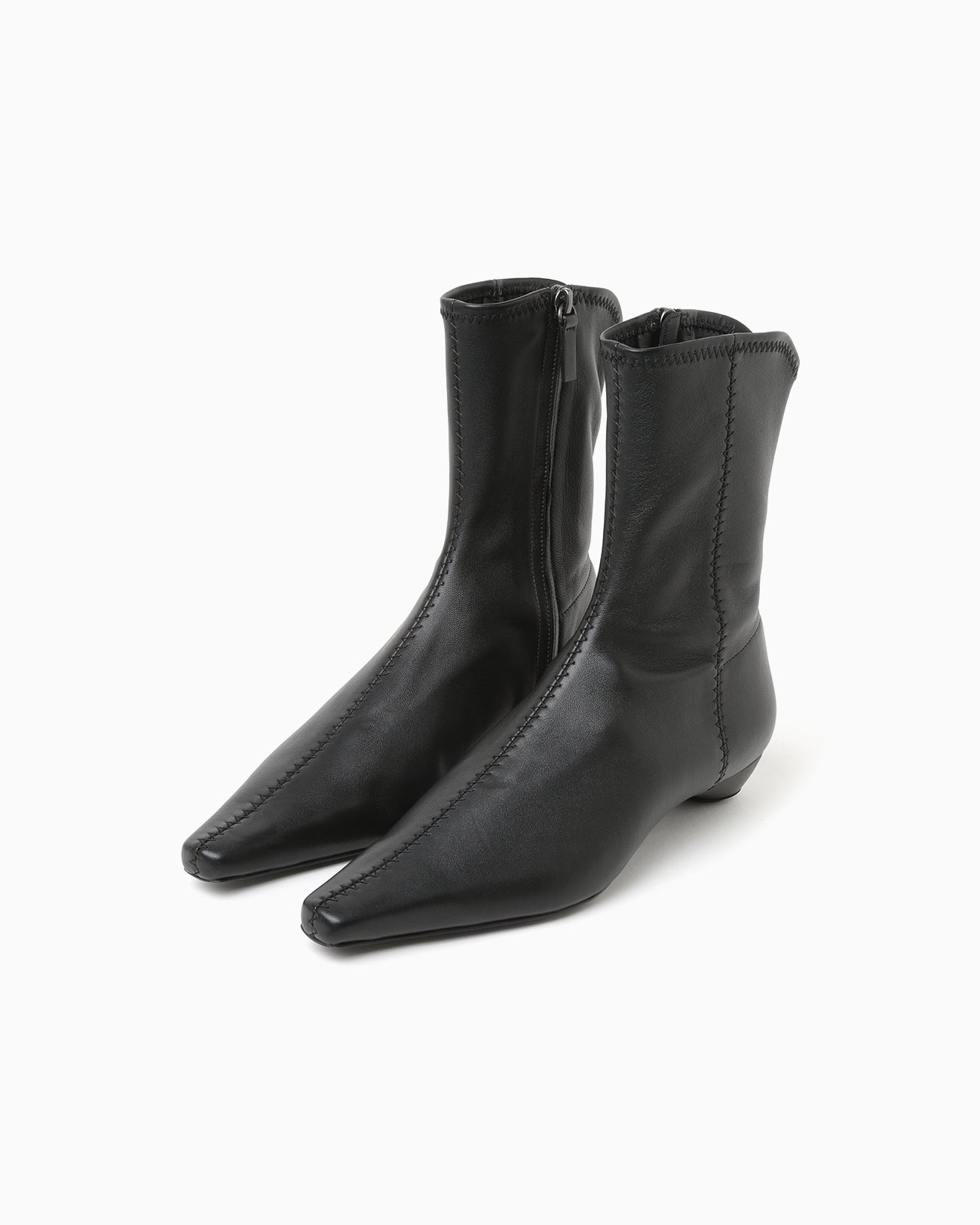 Smooth Leather Zip Style Boots - black