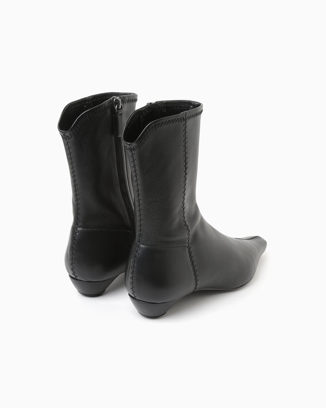 Smooth Leather Zip Style Boots - black