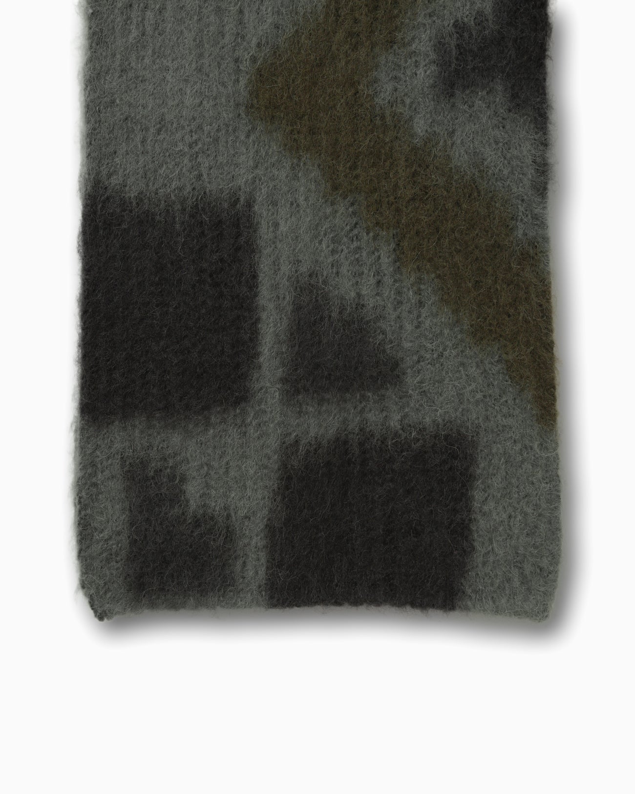Origami Dyed Alpaca Wool Knitted Scarf - khaki