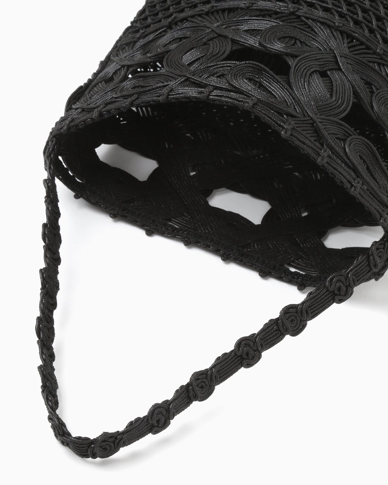 Cord Embroidery "Hanakago" Hand Bag - black