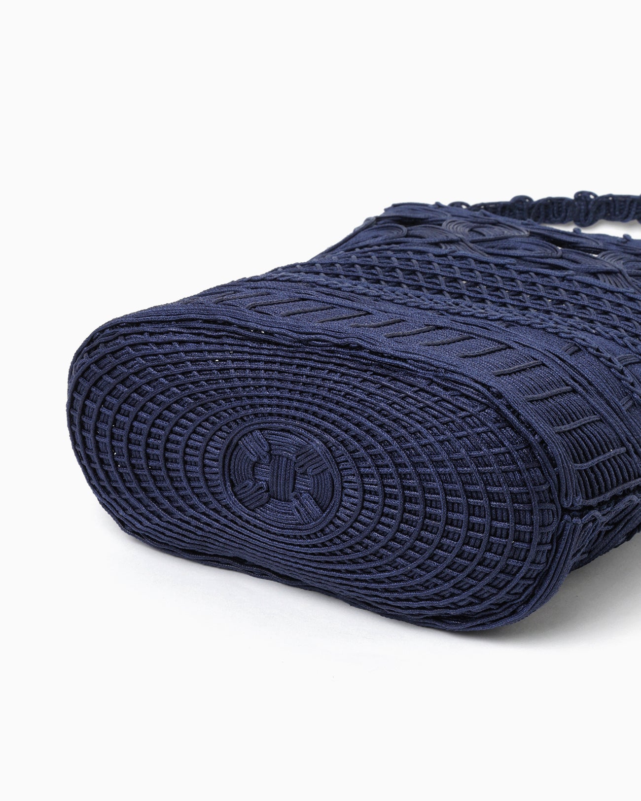 Cord Embroidery "Hanakago" Hand Bag - navy