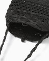 Cord Embroidery "Hanakago" Mini Hand Bag - black