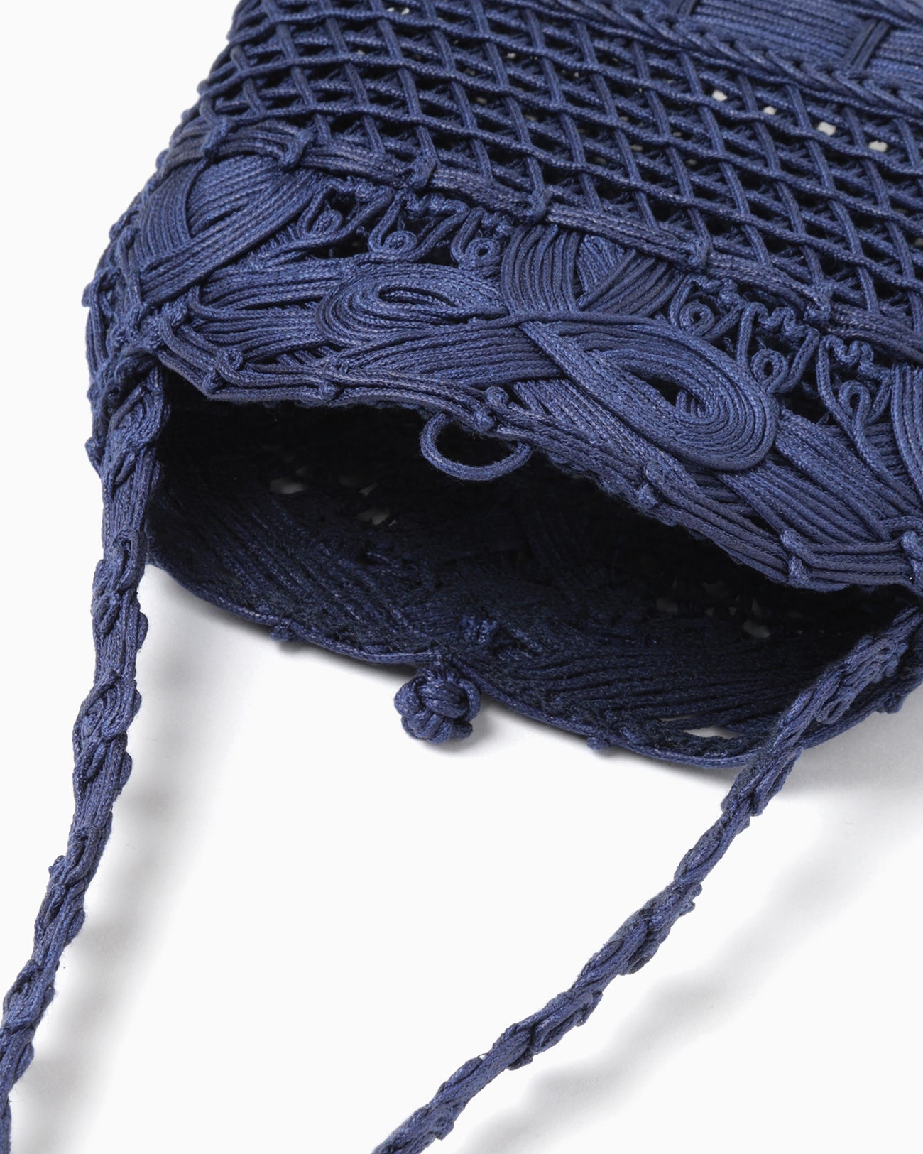 Cord Embroidery "Hanakago" Mini Hand Bag - navy