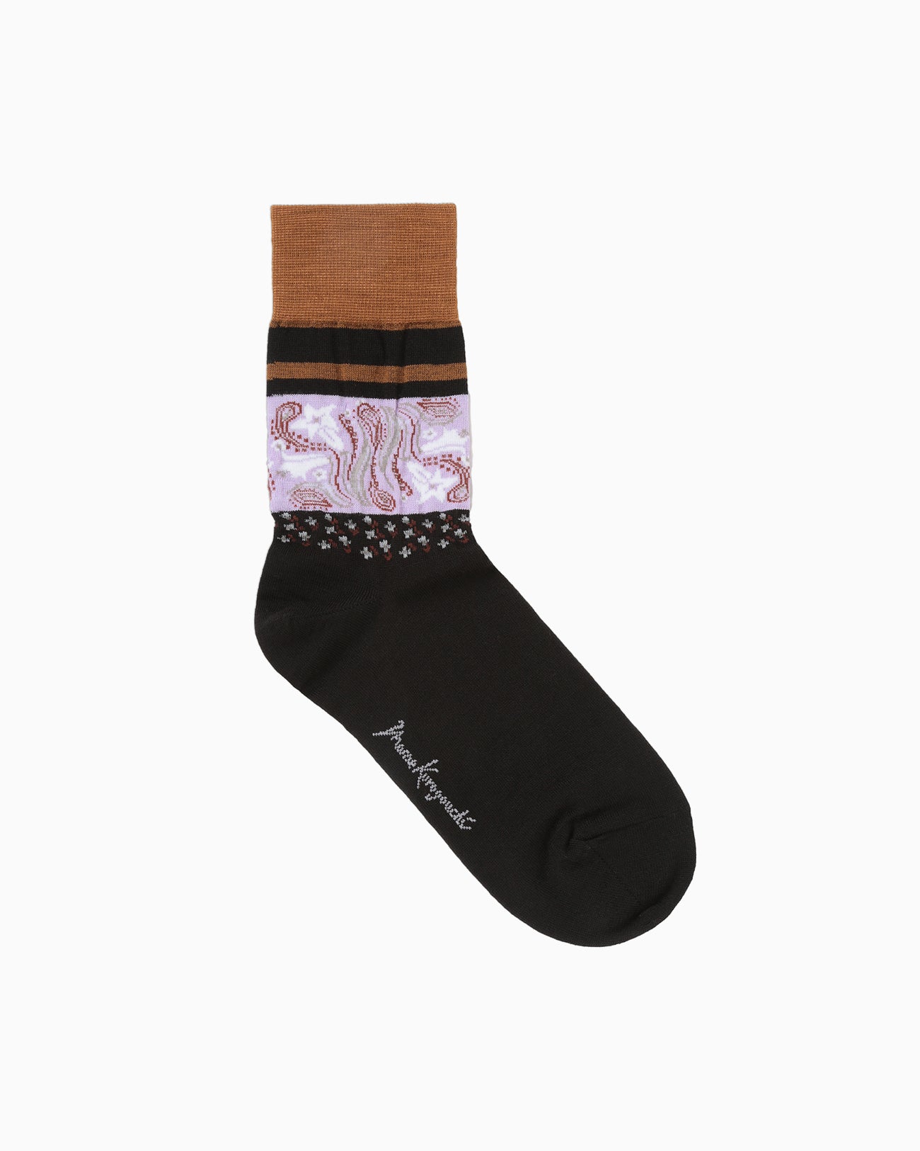 Floral Motif Socks - black