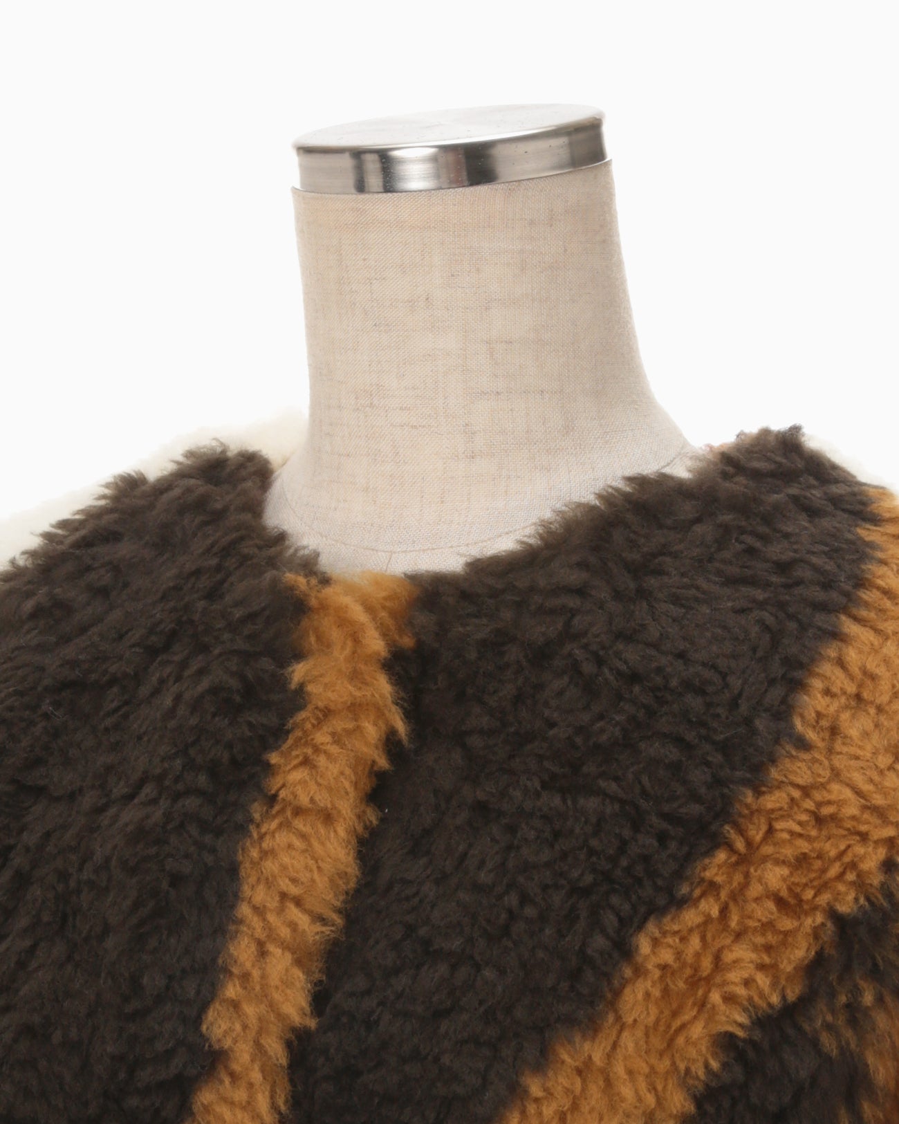 Sliver Knitted Fluffy Wool I-Line Coat - brown