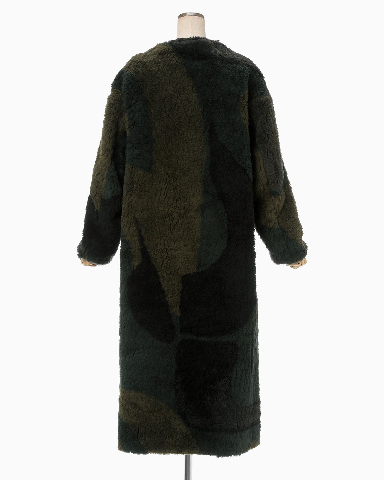Sliver Knitted Fluffy Wool I-Line Coat - khaki
