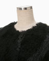 Sliver Knitted Fluffy Wool I-Line Coat - khaki