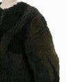 Sliver Knitted Fluffy Wool I-Line Coat - khaki